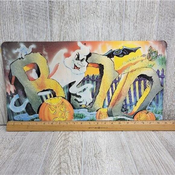Vintage Eureka Die Cut Halloween Decoration BOO Ghost Graveyard Bat Pumpkin - Picture 7 of 8